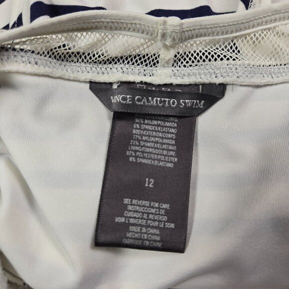 Vince Camuto Striped Mesh One Piece‎ Swimsuit Resort Ready Size 12 - Picture 4 of 8